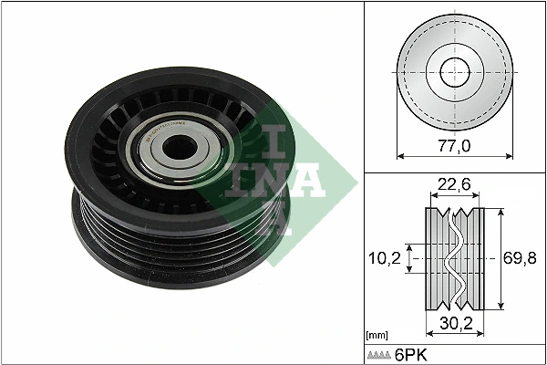Deflection/Guide Pulley, V-ribbed belt